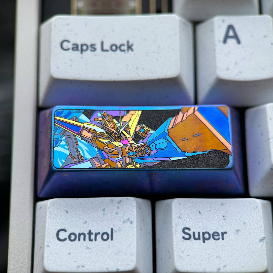 Gundam, 2.25U titanium alloy personalized keycaps, metal art keycaps, anime and game cultural innovation decorative keycaps
