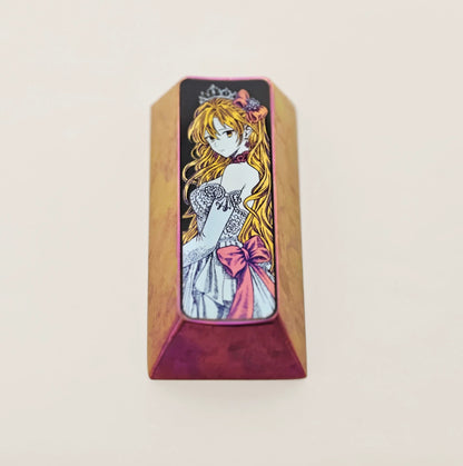 EVA，Asuka，Mechanical keyboard 108% full-size keyboard, PAD keypad number area,+/Enter key, vertical 2U titanium alloy personalized key cap Collection, animation game cultural creative products, mechanical keyboard decorative key cap