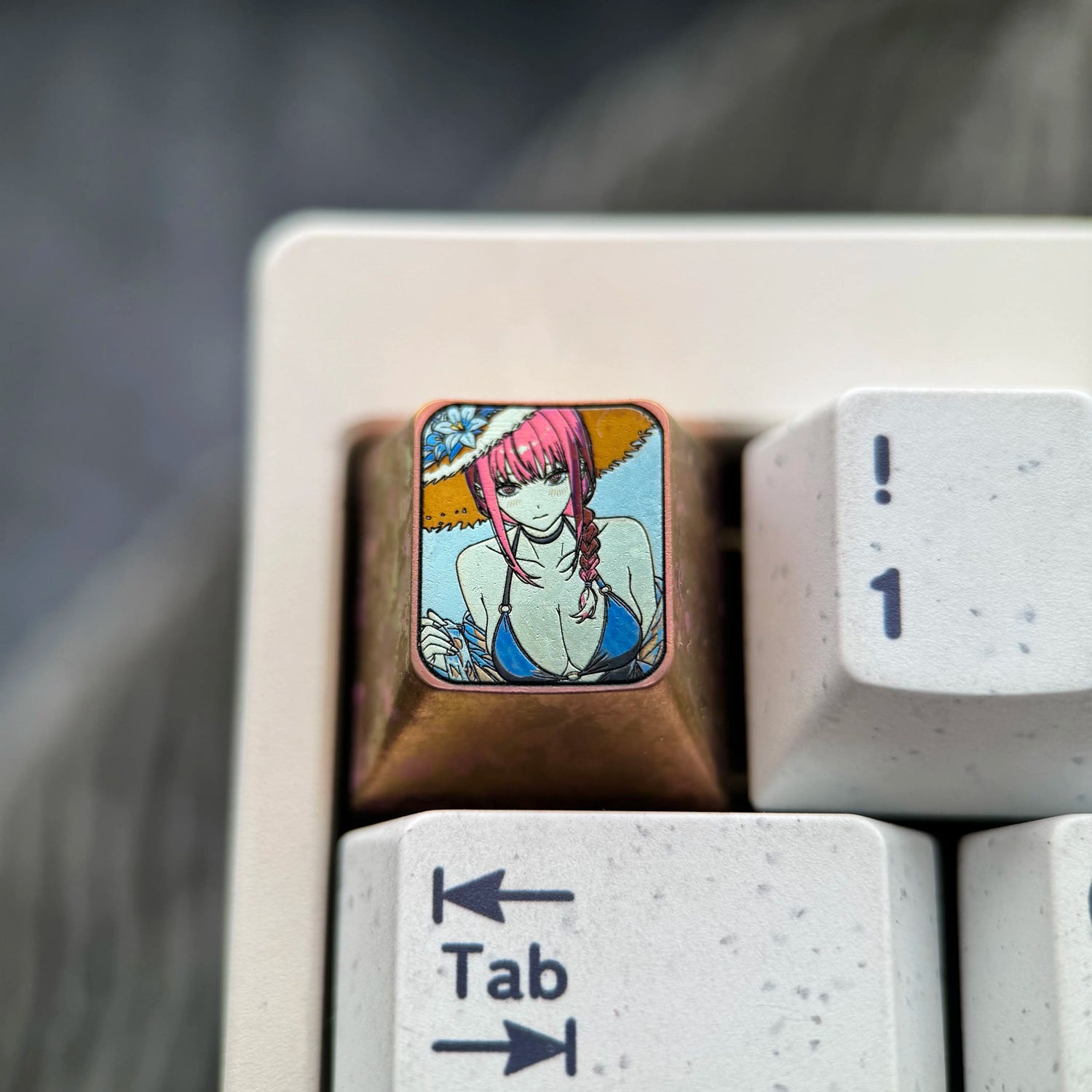 Chainsaw Man, Makima， Two styles/1 U titanium alloy metal personalized keycaps, anime oil painting cultural creative keycaps, mechanical keyboard artistic decorative keycaps