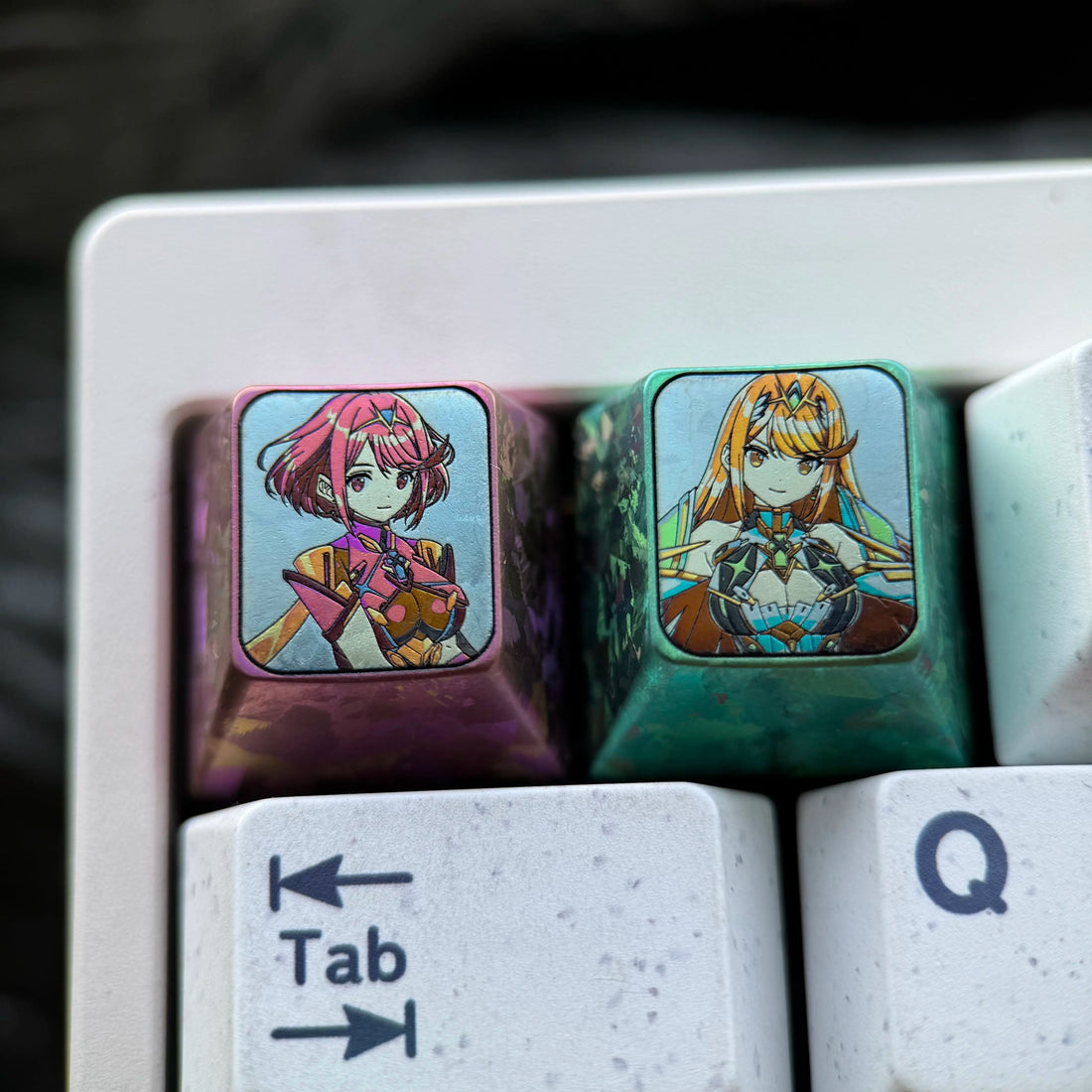 Xenoblade Chronicles Theme, Pyra/Mythra, 1U Titanium Alloy Personalized Keycaps, Anime Game Mechanical Keyboard Decorative Keycaps