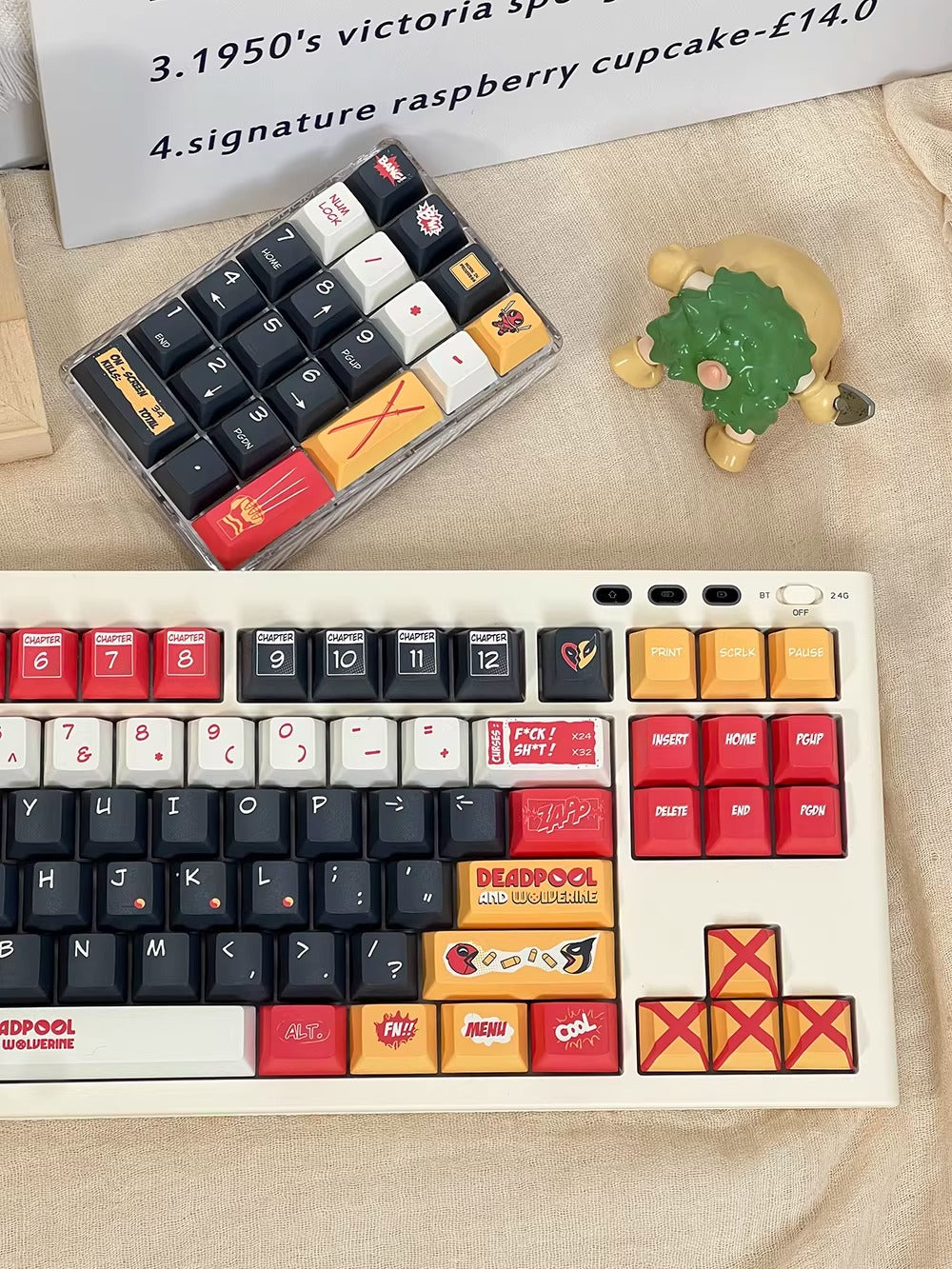 Deadpool&amp;Wolverine theme, 155 keys - Original factory height PBT full five sided thermal sublimation mechanical keyboard decoration keycap set