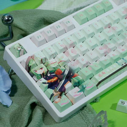 Senren*Banka，Murasame‌， PBT material personalized keycap set, anime keycap culture peripheral mechanical keyboard decoration keycaps， Compatible with 61/64/68/75/84/87/104 key mechanical keyboard keycap set