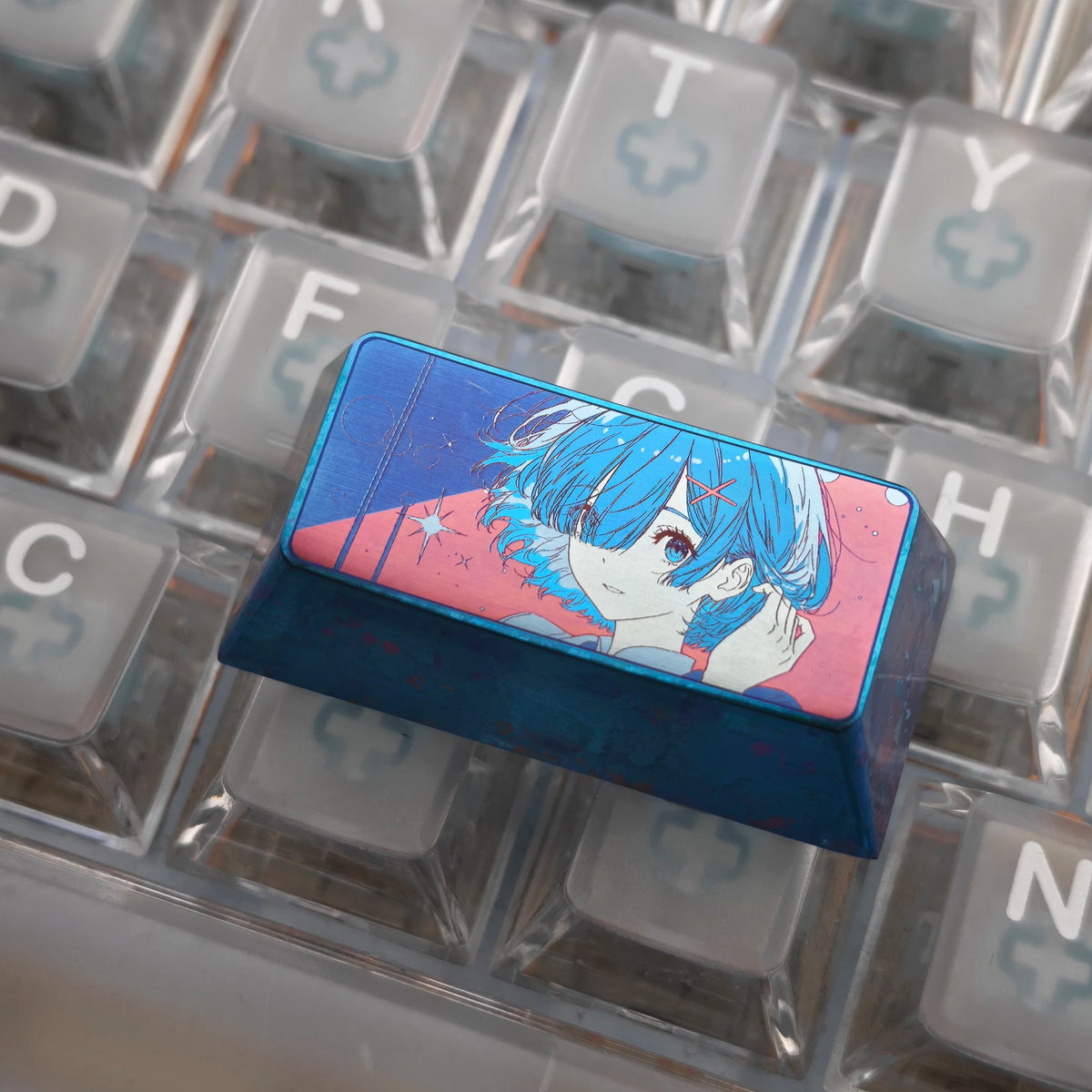 Re: Life in a different world from zero, Rem, 2 U Backspace key titanium alloy personalized keycaps, anime and game cultural creative keycaps, mechanical keycaps decorative keycaps