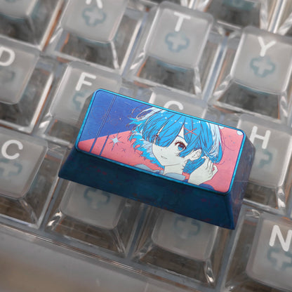 Re: Life in a different world from zero, Rem, 2 U Backspace key titanium alloy personalized keycaps, anime and game cultural creative keycaps, mechanical keycaps decorative keycaps