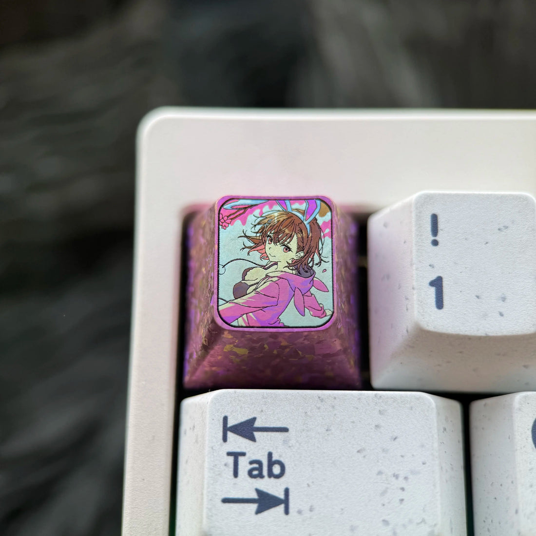A Certain Magical Index, Misaka Mikoto, 1U ice crystal titanium alloy personalized keycaps, anime and game culture peripheral products, mechanical keyboard decorative keycaps.