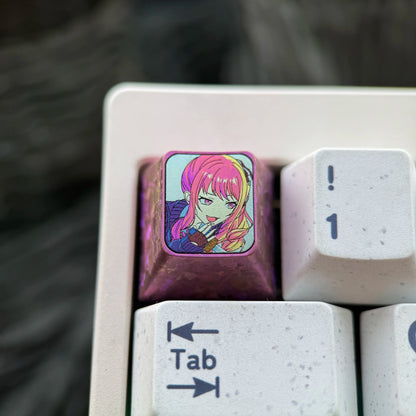 HATSUNE MIKU: COLORFUL STAGE! ， AKIYAMA MIZUKI, 1U ice crystal titanium alloy personalized keycap, anime and game culture peripheral products, mechanical keyboard decorative keycap.