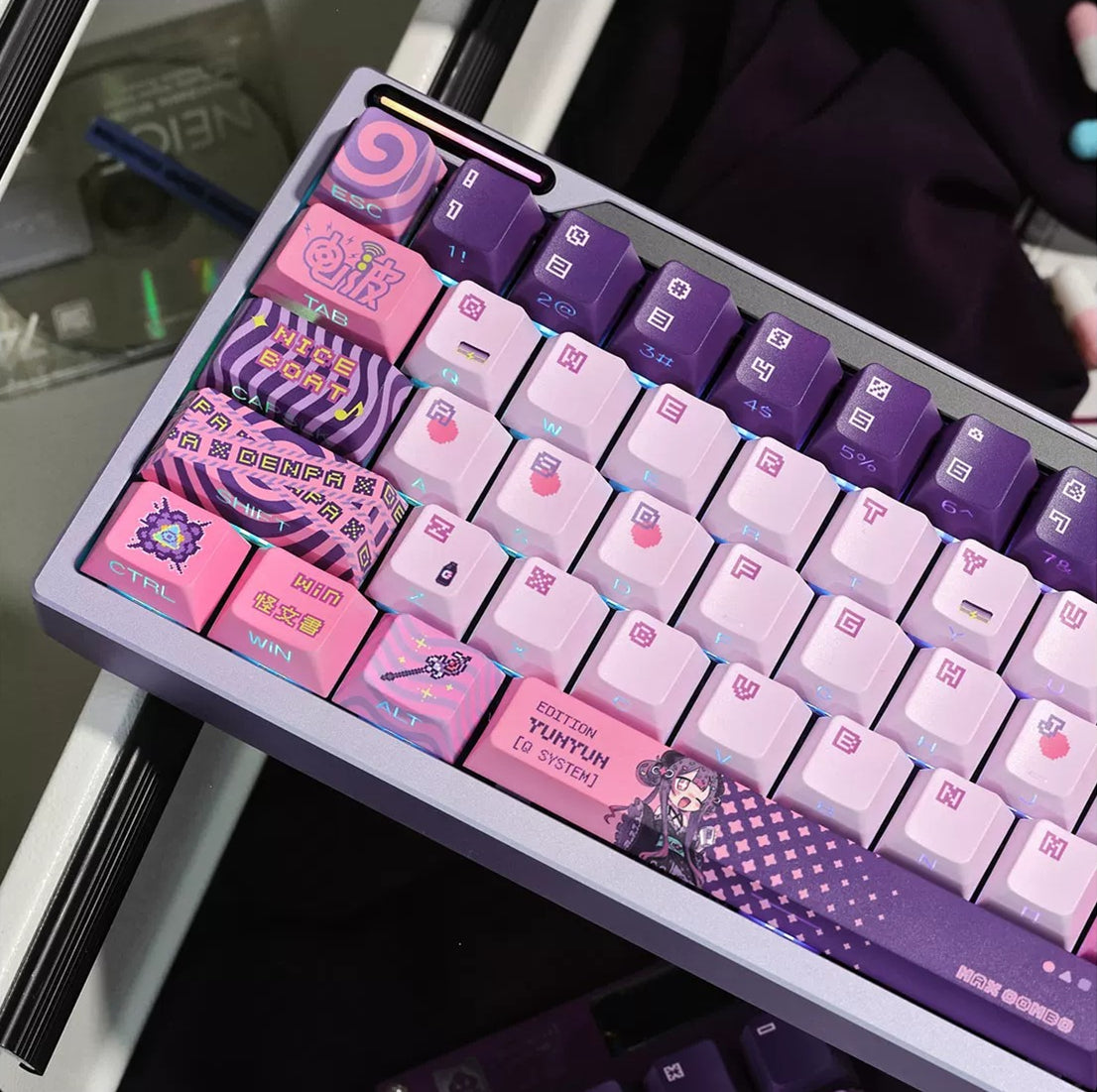 ‌Yunyun Syndrome!?: Rhythm Psychosis‌，PBT material material personalized keycap set, anime and games cultural creative decoration keycap set, compatible with 61/64/68/75/84/87/104 mechanical keyboard replacement keycap