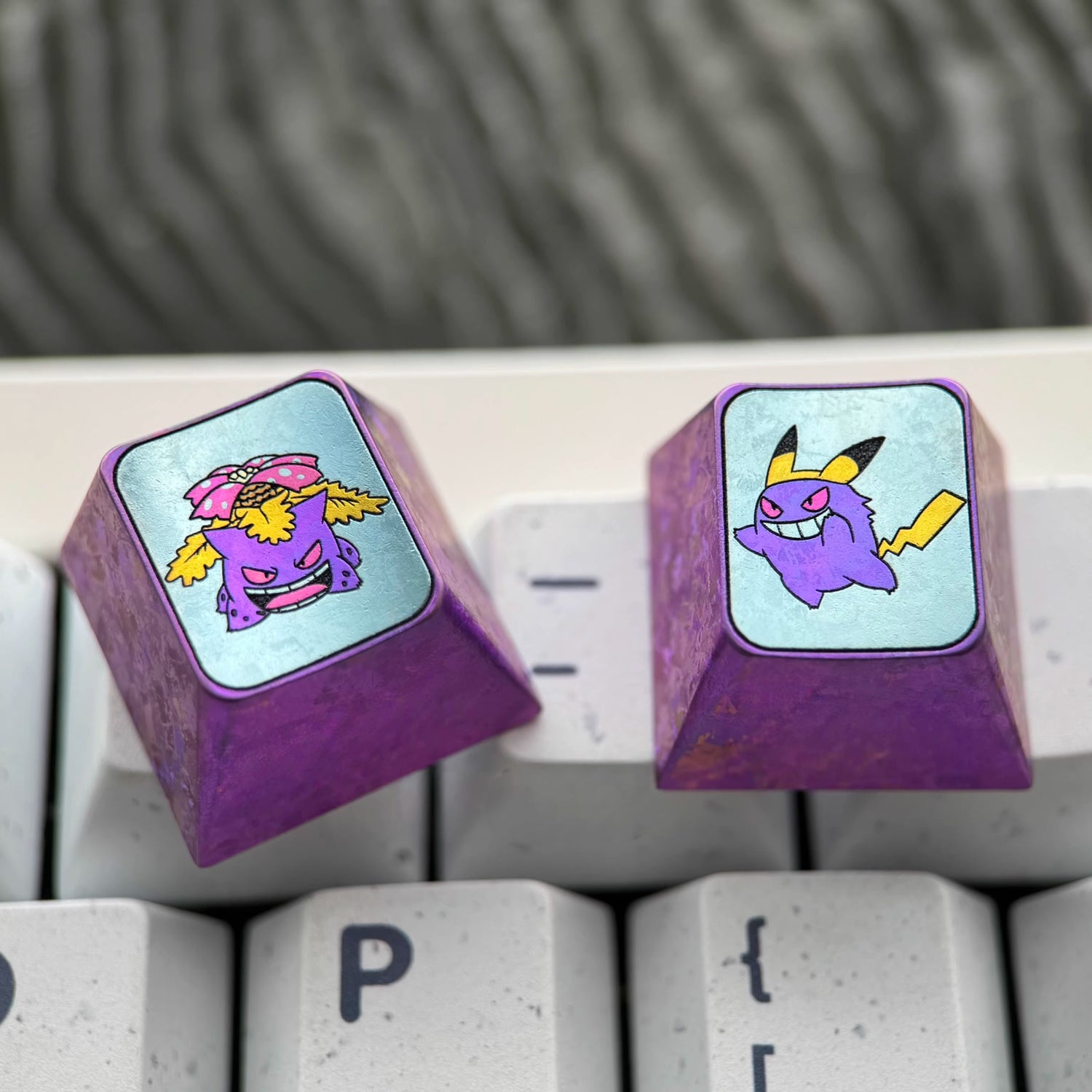 Pok é mon series, Gengar combination 1U titanium alloy personalized keycaps, anime and game culture creative and quirky decorative keycaps