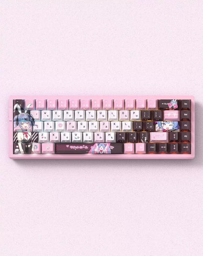 Hatsune Miku series, Rabbit Hold theme, custom set personalized keycap series, PBT material, factory height, compatible with 61/64/68/75/84/87/104 mechanical keyboard keycap set