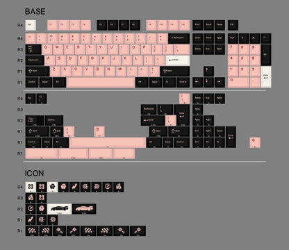 Pink Pig Theme Design Keycap Set, Creative Keycap Cultural Art Keycap PBT Material Personalized Keycap Set, Compatible with 61/64/68/75/84/87/104 Key Mechanical Keyboard