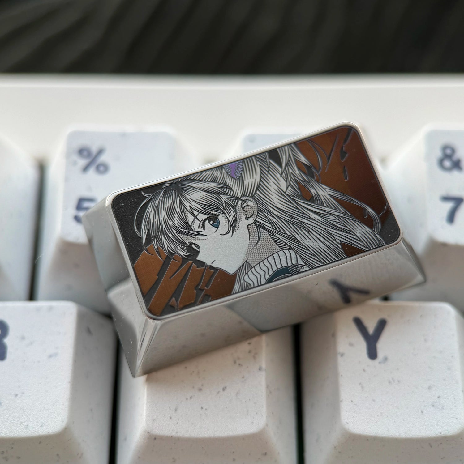 EVA series, 1.75Ucaps/shift titanium alloy finely carved personalized keycaps, anime cultural creative peripheral mechanical keyboard metal decorative keycaps