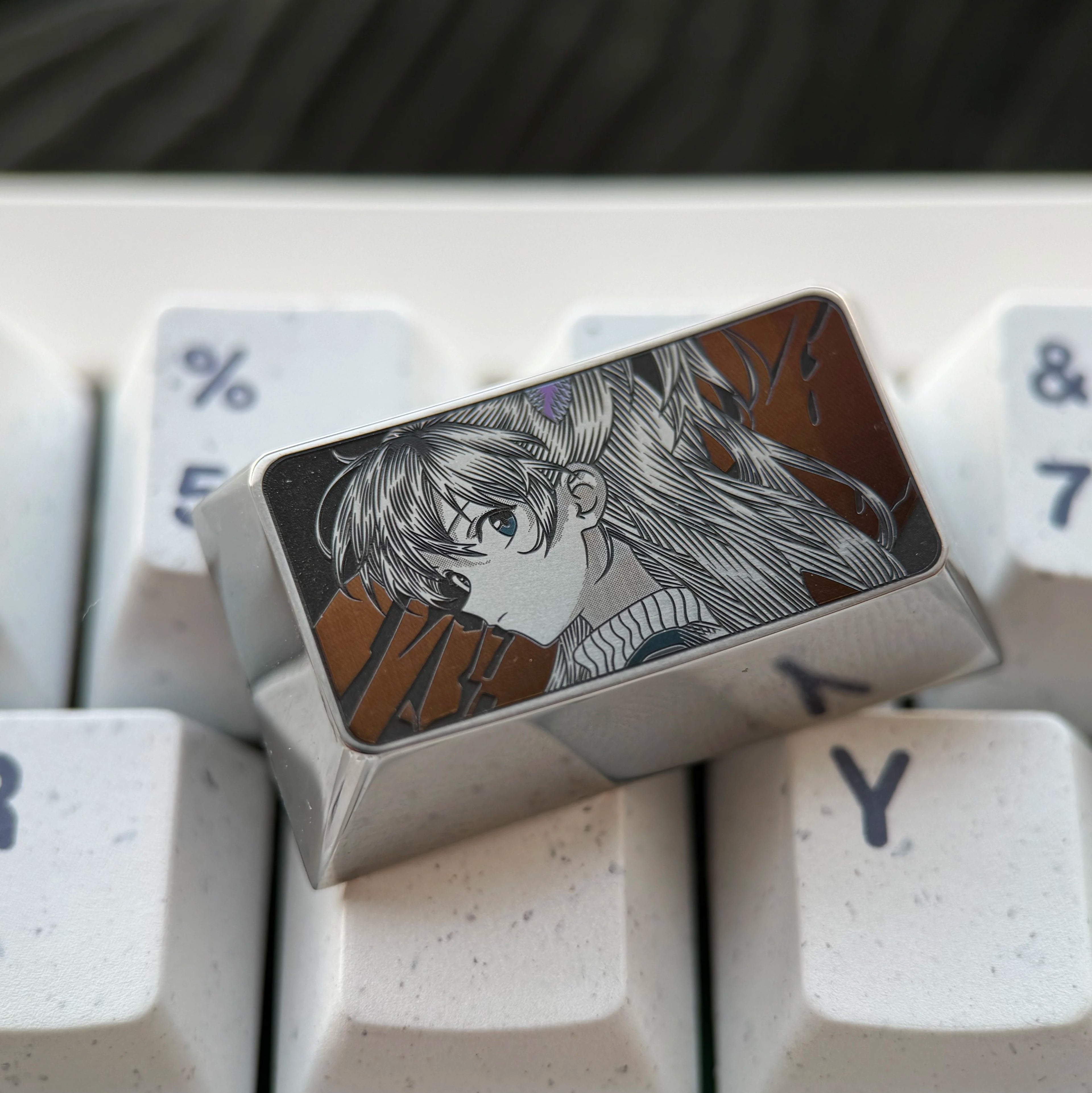EVA series, 1.75Ucaps/shift titanium alloy finely carved personalized keycaps, anime cultural creative peripheral mechanical keyboard metal decorative keycaps