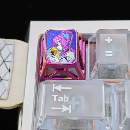 Wuthering Waves, Aemeath, 1U titanium alloy personalized keycaps, anime, gaming, cultural and creative mechanical keyboards, metal decorative keycaps