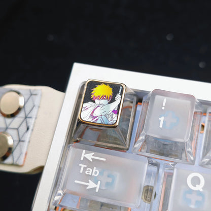 BLEACH Series, Kurosaki Ichigo Theme 1U Titanium Alloy Personalized Keycaps, Anime Game Culture Creative Mechanical Keyboard Decorative Keycaps