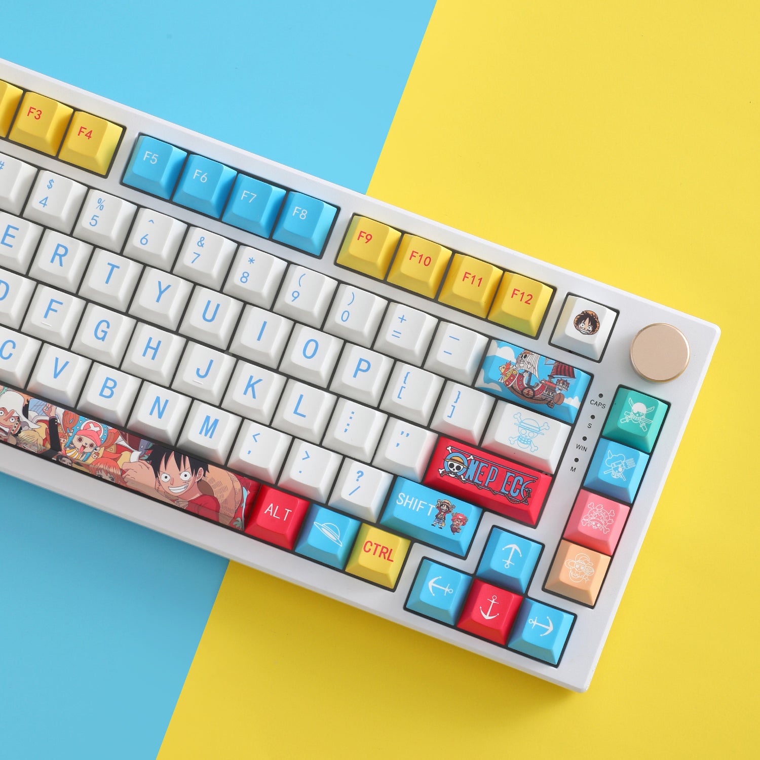 One Piece theme design, PBT material, sublimation process, large characters, personalized keycaps, mechanical keyboard decorative art keycaps