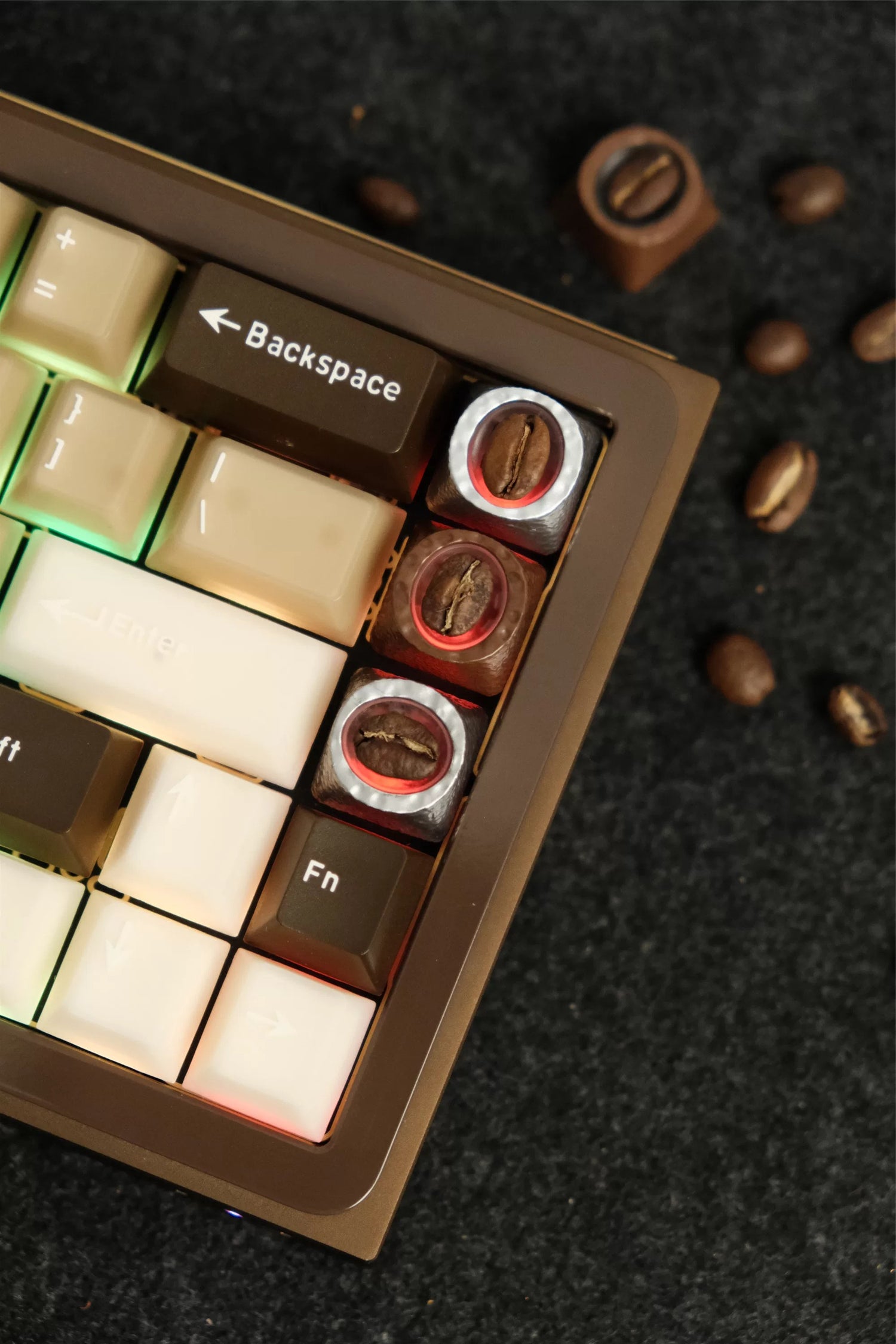Resin coffee beans, coated with transparent resin coffee beans, creative and personalized keycaps, mechanical keyboard decorative art keycaps