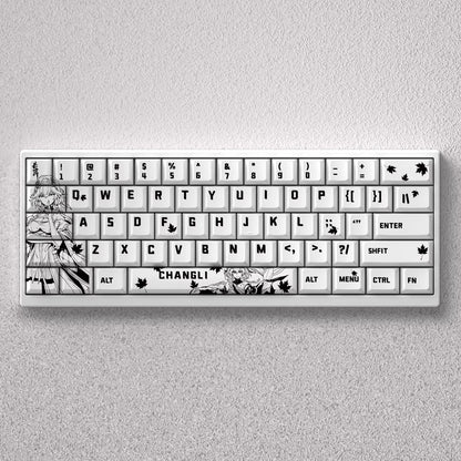 Wuthering Waves series, Changli theme, original high PBT material compatible MX switch mechanical keyboard, anime game theme set keycaps, mechanical keyboard replacement keycap set