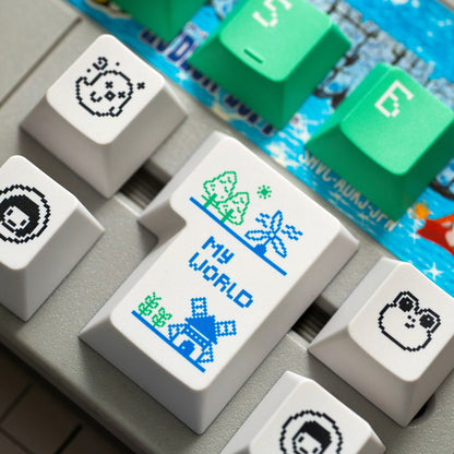 Original Design Network, Gradient Color PBT material personalized keycap set, anime keycap culture peripheral mechanical keyboard decoration keycaps， Compatible with 61/64/68/75/84/87/104 key mechanical keyboard keycap set