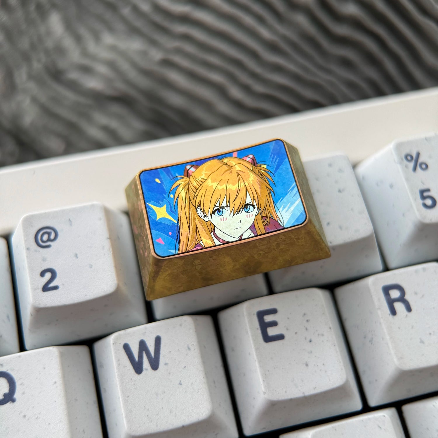 EVA, Asuka Titanium Alloy Combination Set, Personalized Keycap Set for the Left Large Keypad of the Keyboard, Anime Metal Decorative Keycaps