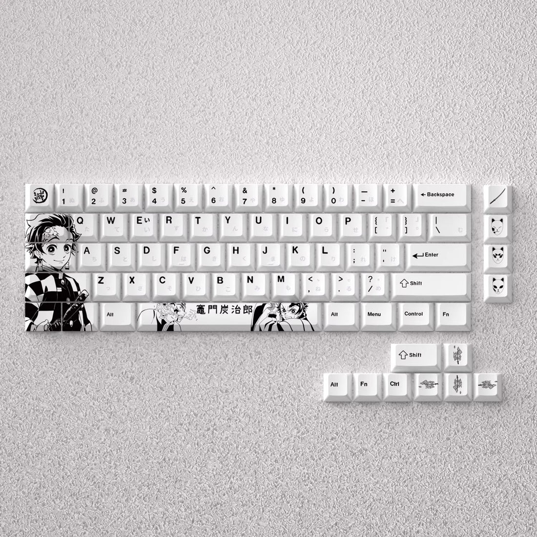 Demon Slayer Kimetsu no Yaiba series, Kamado Tanjiro theme, original high PBT material compatible MX switch mechanical keyboard, anime game theme set keycaps, mechanical keyboard replacement keycap set