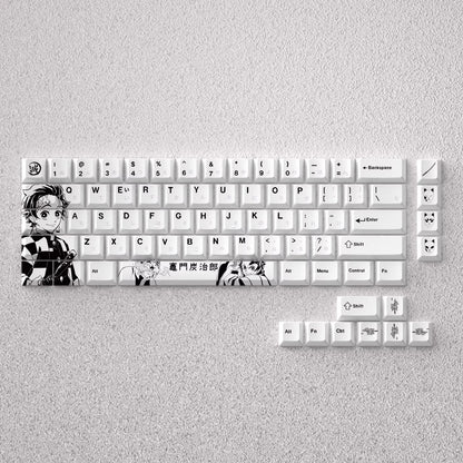 Demon Slayer Kimetsu no Yaiba series, Kamado Tanjiro theme, original high PBT material compatible MX switch mechanical keyboard, anime game theme set keycaps, mechanical keyboard replacement keycap set