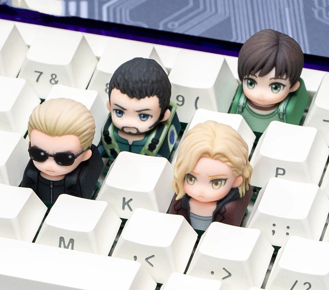 Resident Evil series, doujin character half body design multi-color resin personalized keycaps, anime game culture peripheral products keyboard decoration keycaps