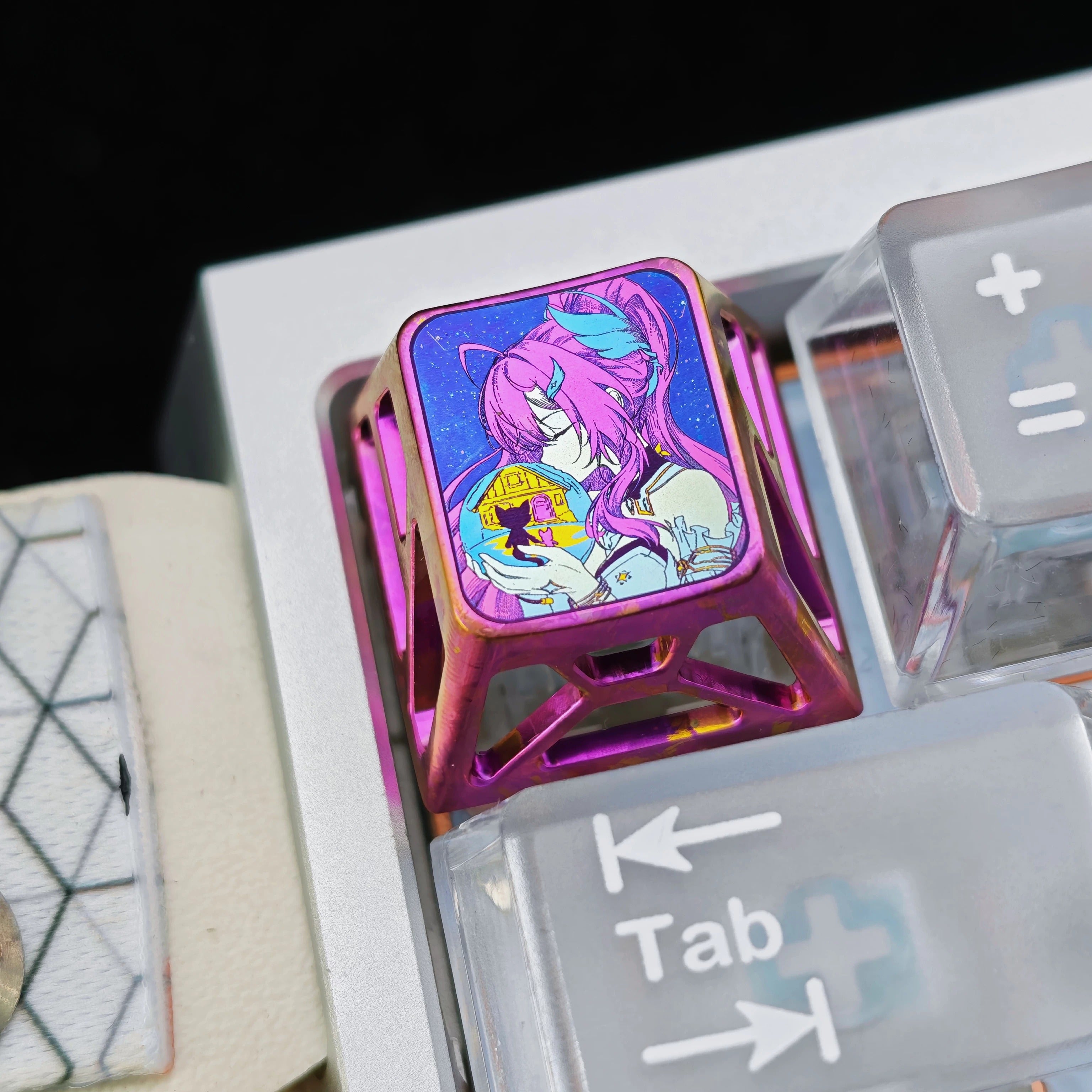 Wuthering Waves, Aemeath, 1U titanium alloy personalized keycaps, anime, gaming, cultural and creative mechanical keyboards, metal decorative keycaps