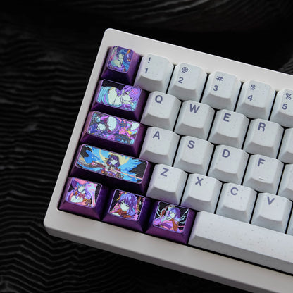 Genshin Impact，Beelzebul， 7-piece titanium alloy personalized keycaps, anime, gaming, cultural merchandise, mechanical keyboard decoration keycaps