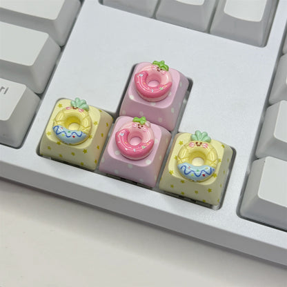 Fruit donut creative keycaps, cartoon personalized keycaps, resin material, mechanical keyboard decorative keycaps