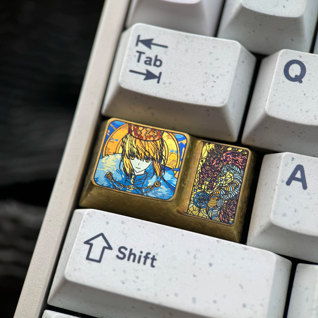 Fate， Saber, 1.75U ladder CAPS titanium alloy personalized keycap, anime, gaming, cultural and creative mechanical keyboard decoration keycap