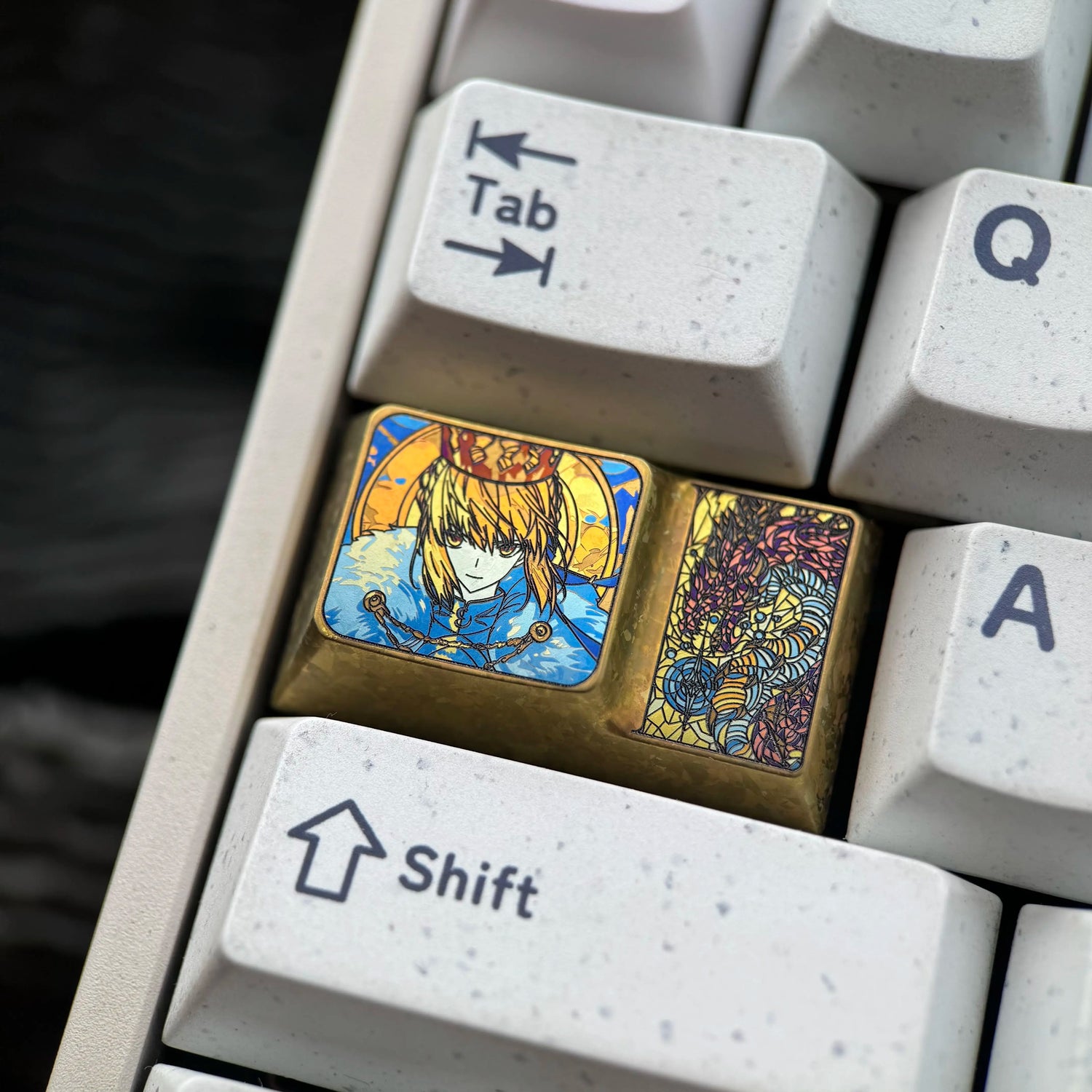 Fate， Saber, 1.75U ladder CAPS titanium alloy personalized keycap, anime, gaming, cultural and creative mechanical keyboard decoration keycap