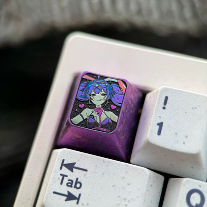 Rabbit Hole Theme, 1U Colorful Titanium Alloy Personalized Keycap, Music Idol Anime Game Culture Creative Metal Decorative Keycap