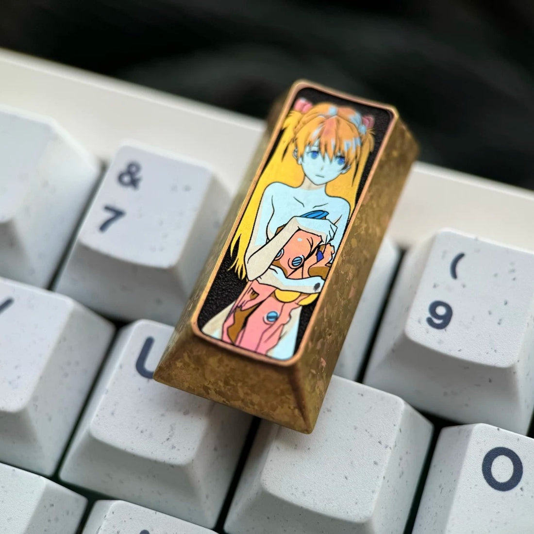 EVA, Asuka Theme PAD keypad number area,+/Enter key, vertical 2U titanium alloy personalized key cap, animation game cultural creative products, mechanical keyboard decorative key cap