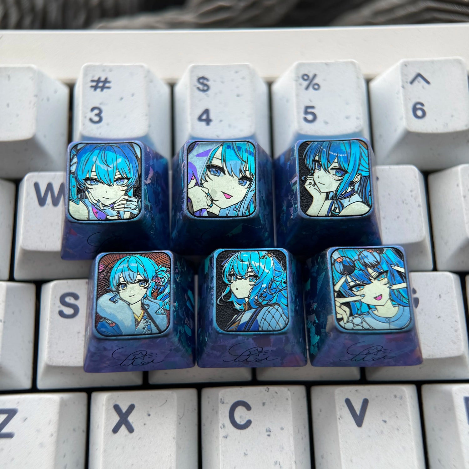 Hoshimachi Suisei, 1U titanium alloy personalized keycap, anime, gaming, cultural and creative mechanical keyboard decoration keycap