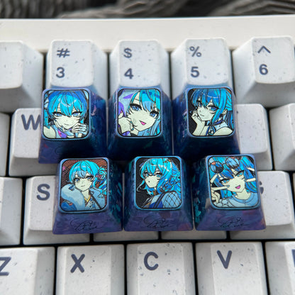 Hoshimachi Suisei, 1U titanium alloy personalized keycap, anime, gaming, cultural and creative mechanical keyboard decoration keycap