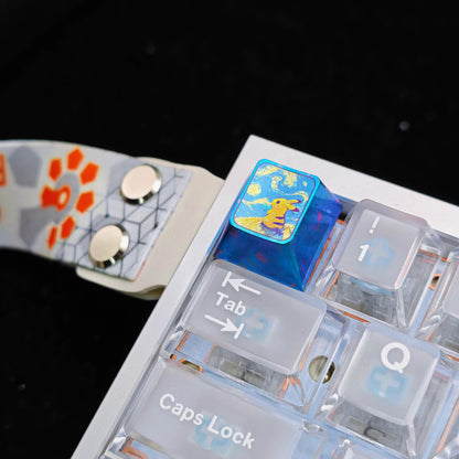 Pok é mon series, Starry Sky Pikachu 1U titanium alloy metal personalized keycaps, anime and game culture creative decorative keycaps