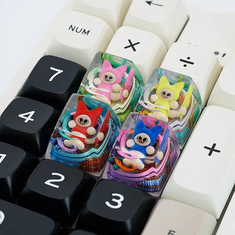 Monster Hunter，Ailouros， Crystal resin personalized keycaps, decorative keycaps for anime, games, pets, and creative products