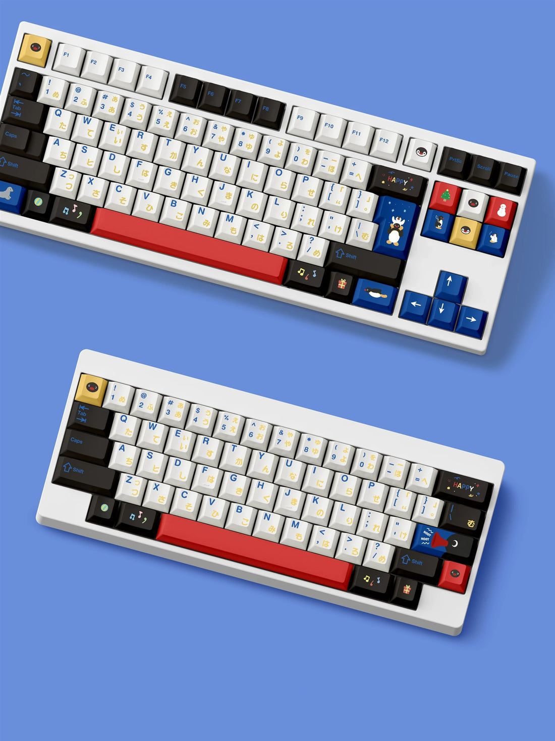 Penguin Theme Design PBT material personalized keycap set, mechanical keyboard replacement decorative keycaps, compatible with 61/64/68/75/84/87/104 key mechanical keyboard