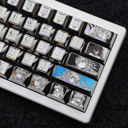 EVA series, Asuka titanium alloy finely carved personalized keycaps, 61 key positions compatible with wooting60 mechanical keyboard decorative keycaps