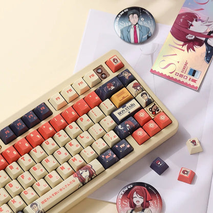 Smoking Behind the Supermarket with You，PBT material Original Factory Height,  mechanical keyboard replacement keycap set, Compatible with 61/64/68/75/84/87/104 Key Mechanical Keyboard Keycap Set