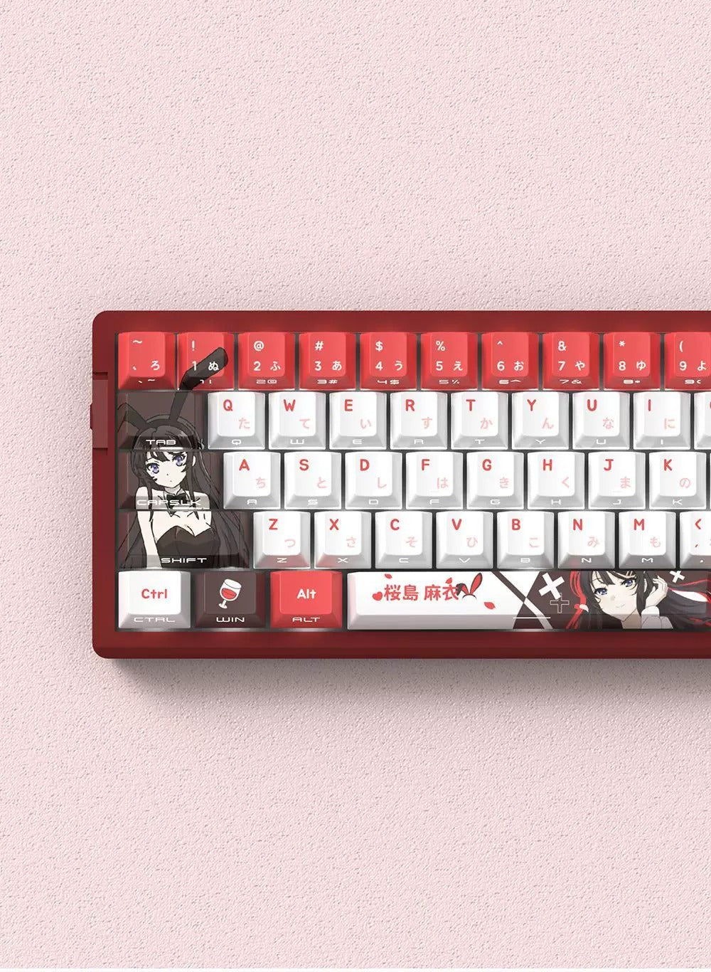 Sakurajima Mai theme, custom set personalized keycap series, PBT material, Original factory height, compatible with 61/64/68/75/84/87/104 mechanical keyboard keycap set