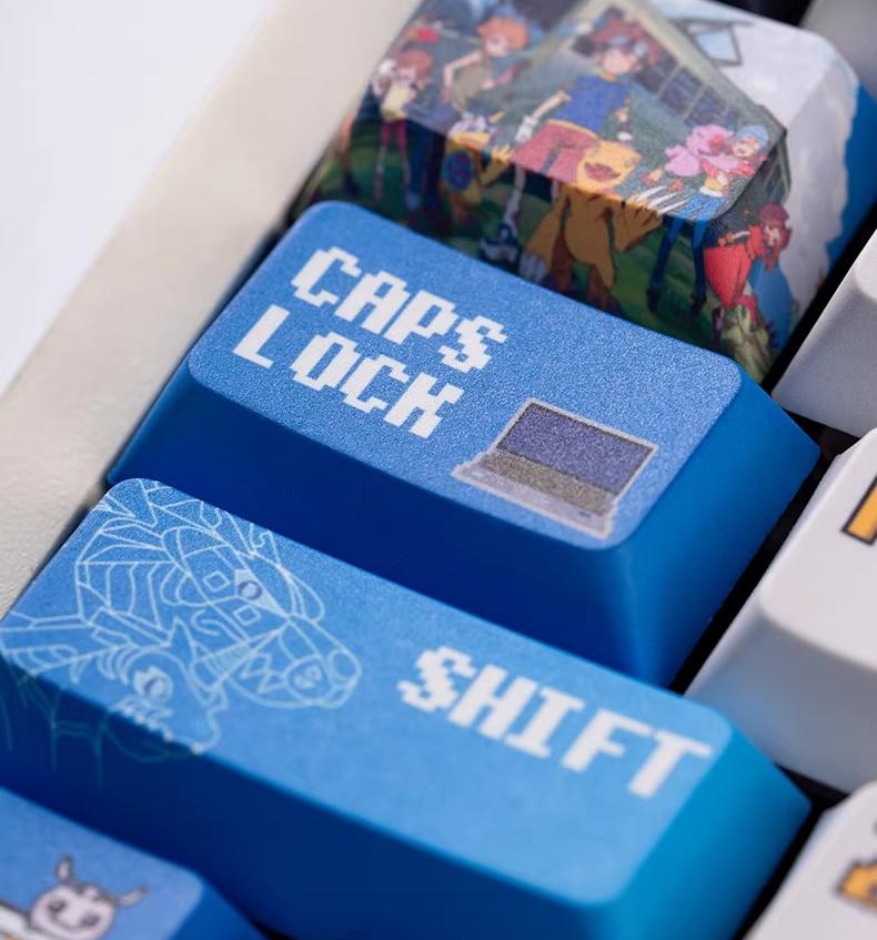 Digimon themed personalized keycap set, PBT material anime game culture peripheral products, mechanical keyboard decoration keycap set