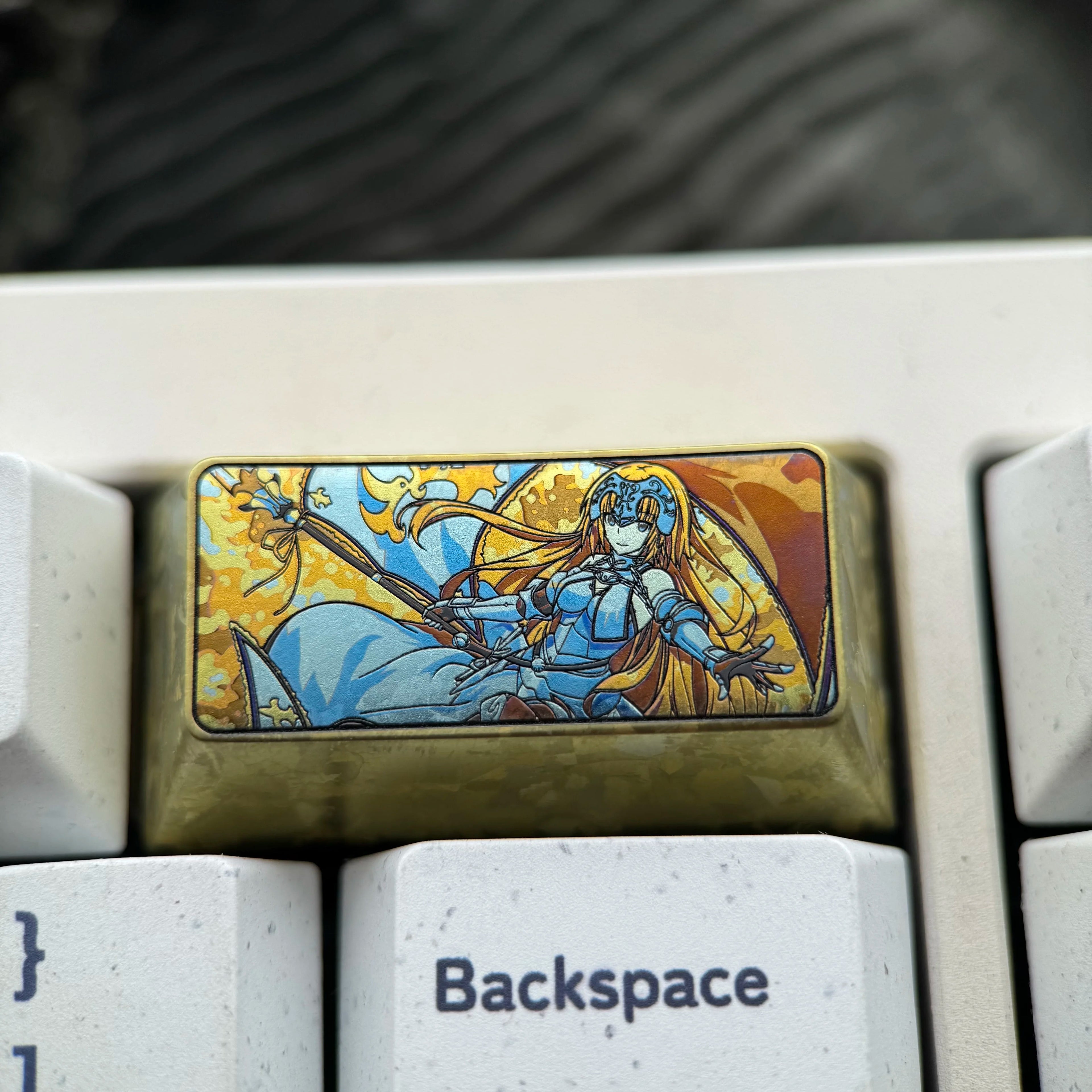 Fate/Samurai Remnant, Joan of Arc, 2U titanium alloy personalized keycaps, anime and game cultural creative keycaps, mechanical keycaps decorative keycaps
