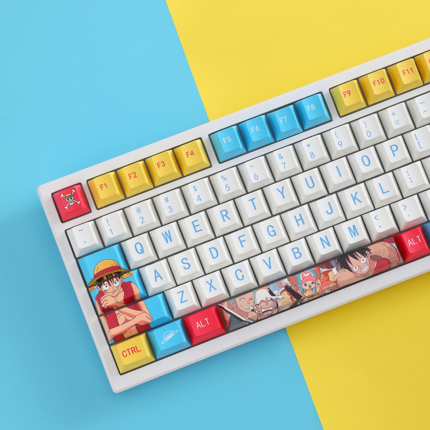 One Piece theme design, PBT material, sublimation process, large characters, personalized keycaps, mechanical keyboard decorative art keycaps