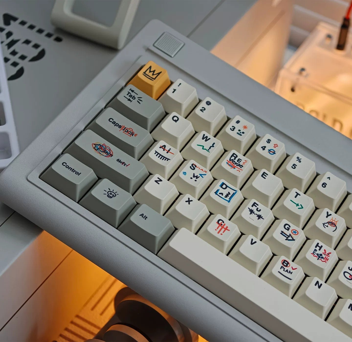 Retro graffiti retro color mechanical keyboard replaceable keycap set PBT material material personalized keycap set, compatible with 61/64/68/75/84/87/104 mechanical keyboard replacement keycap
