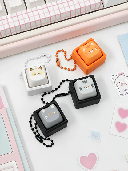 Cute cat switch tester, keycap keychain, cat themed keycap switch mechanical keyboard creative peripheral cultural products.