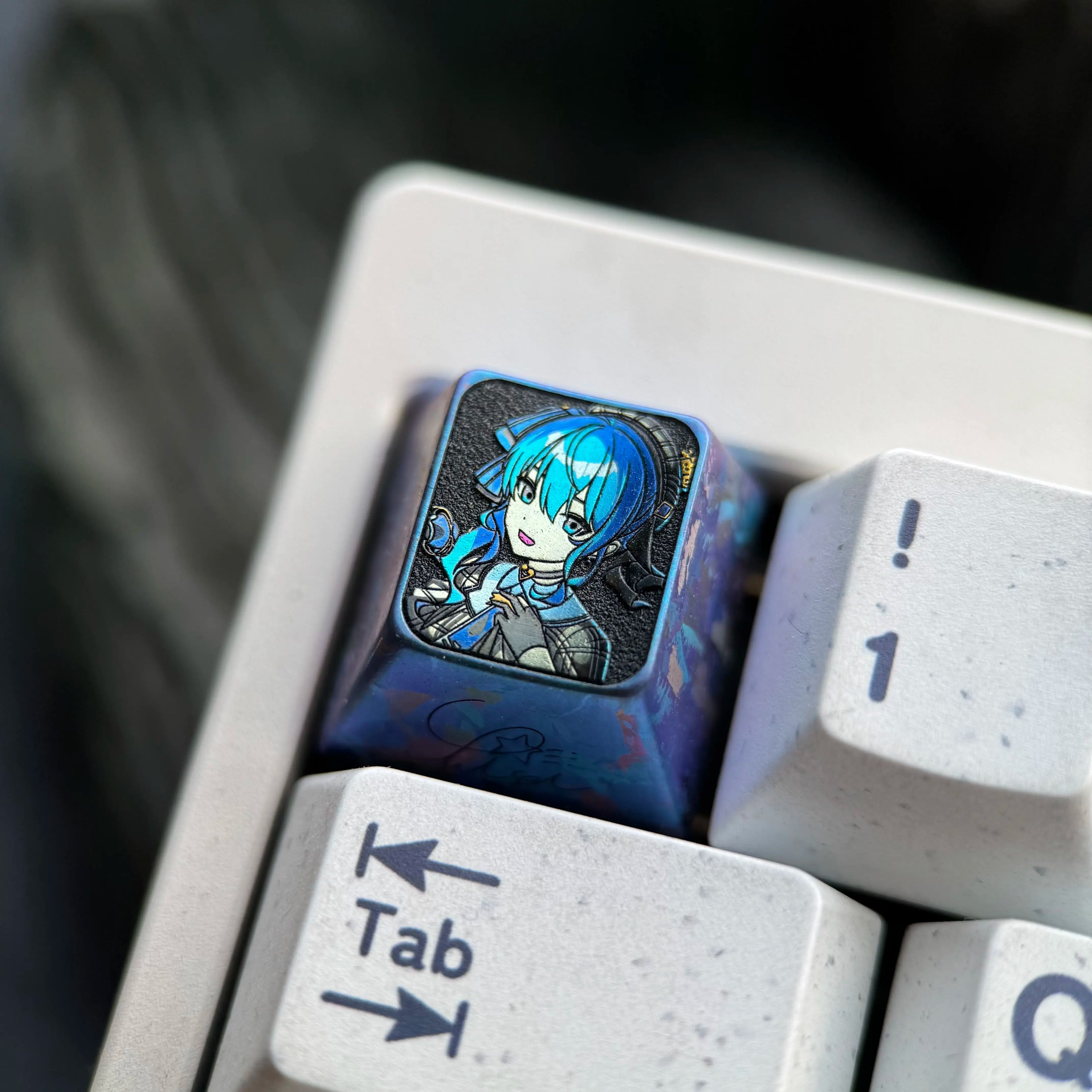 Hoshimachi Suisei, 1U titanium alloy personalized keycap, anime, gaming, cultural and creative mechanical keyboard decoration keycap