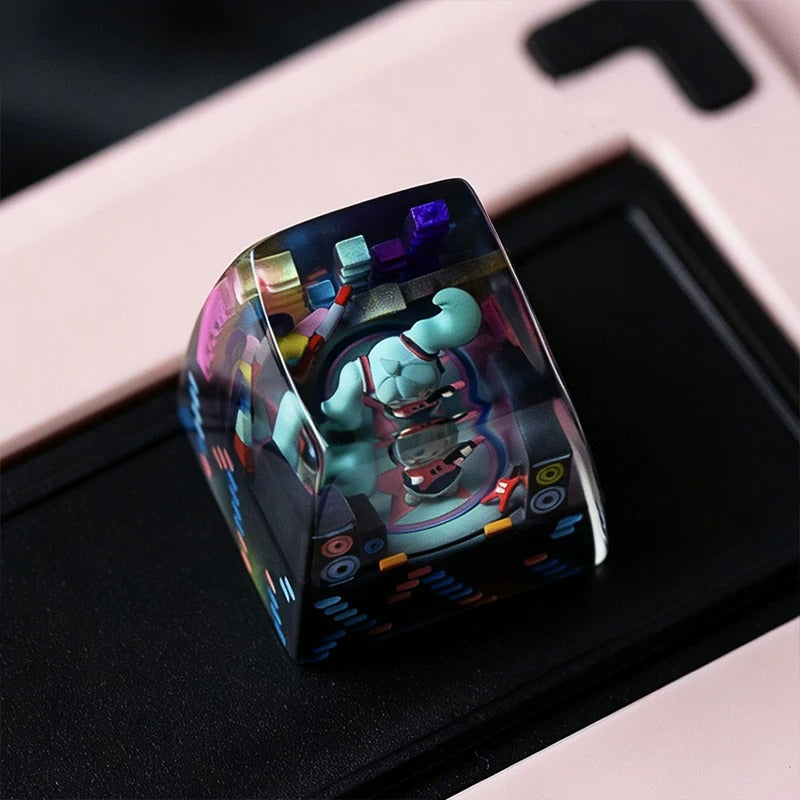 Hatsune Miku theme, crystal resin personalized keycaps, animation music cultural and creative peripheral products, mechanical keyboard art decoration handmade keycaps