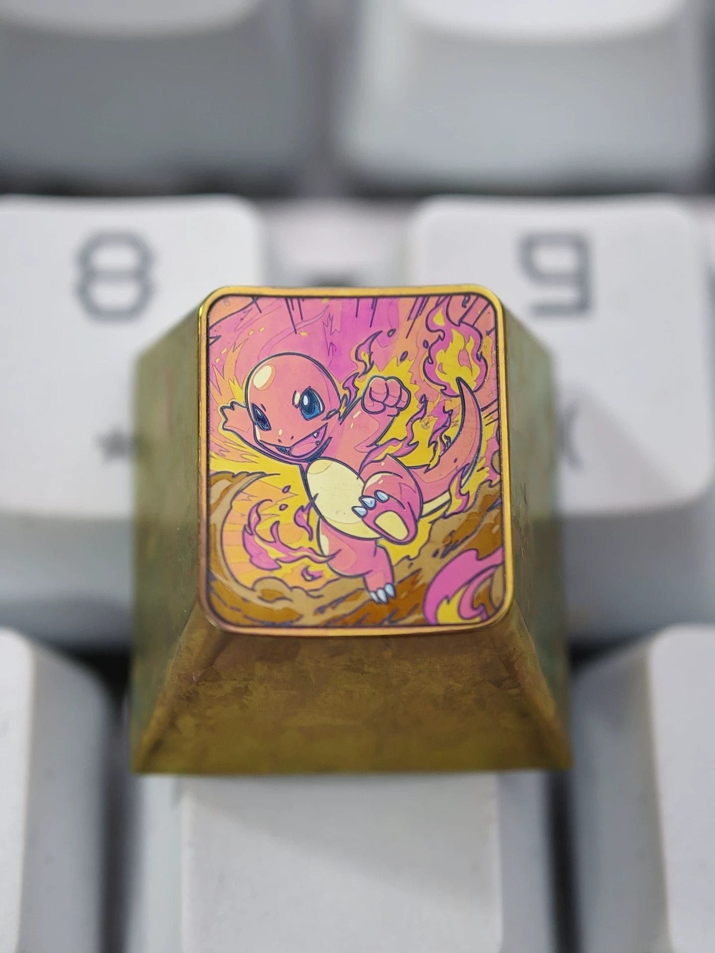 Pok é mon, Big Three, Starter Trio, Collection, 1 U titanium alloy personalized keycaps, anime and game culture creative art keycaps, mechanical keyboard decorative keycaps