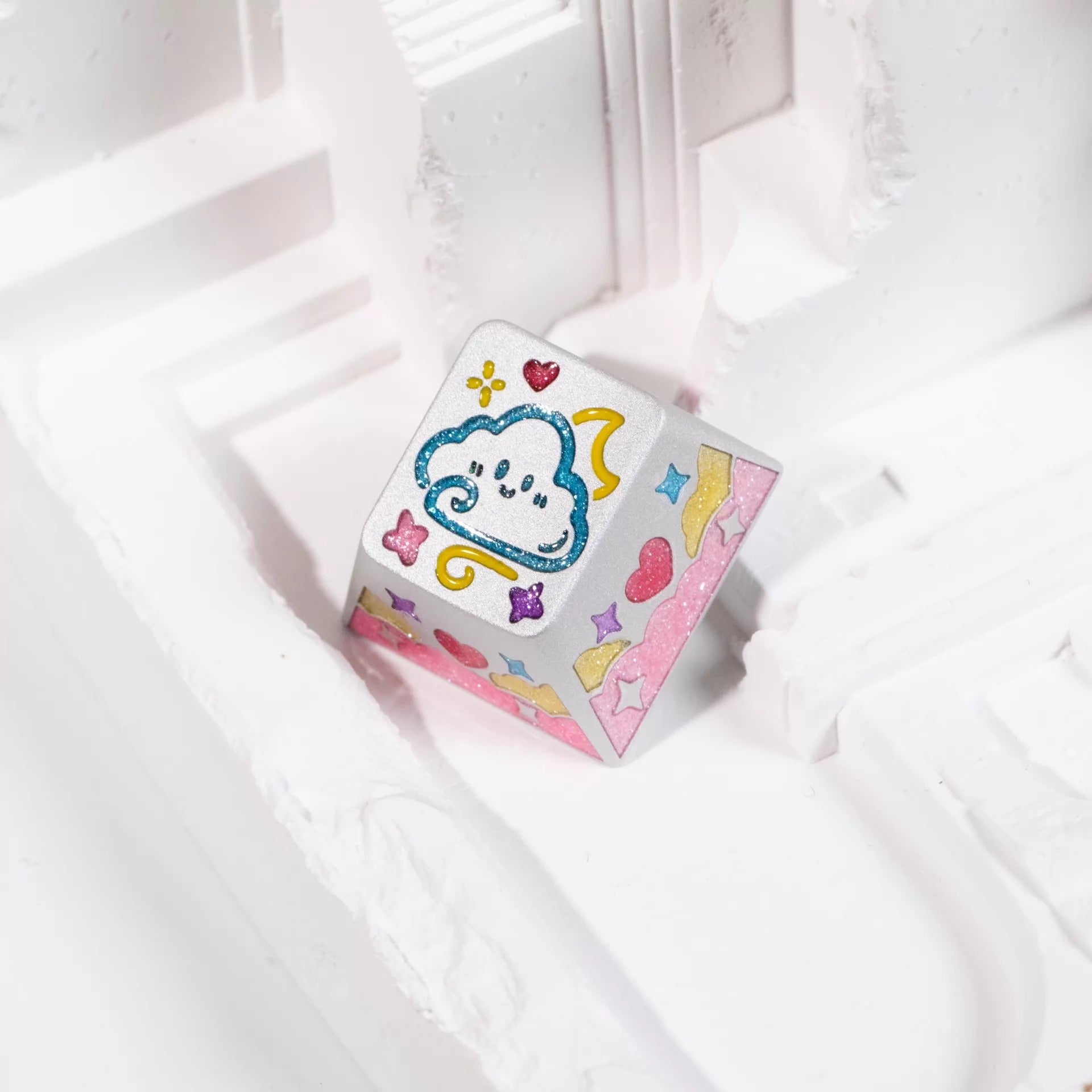 Cute weather theme, keycaps made of aluminum alloy material CNC integrated precision machining personalized keycaps, mechanical keyboard decorative keycaps